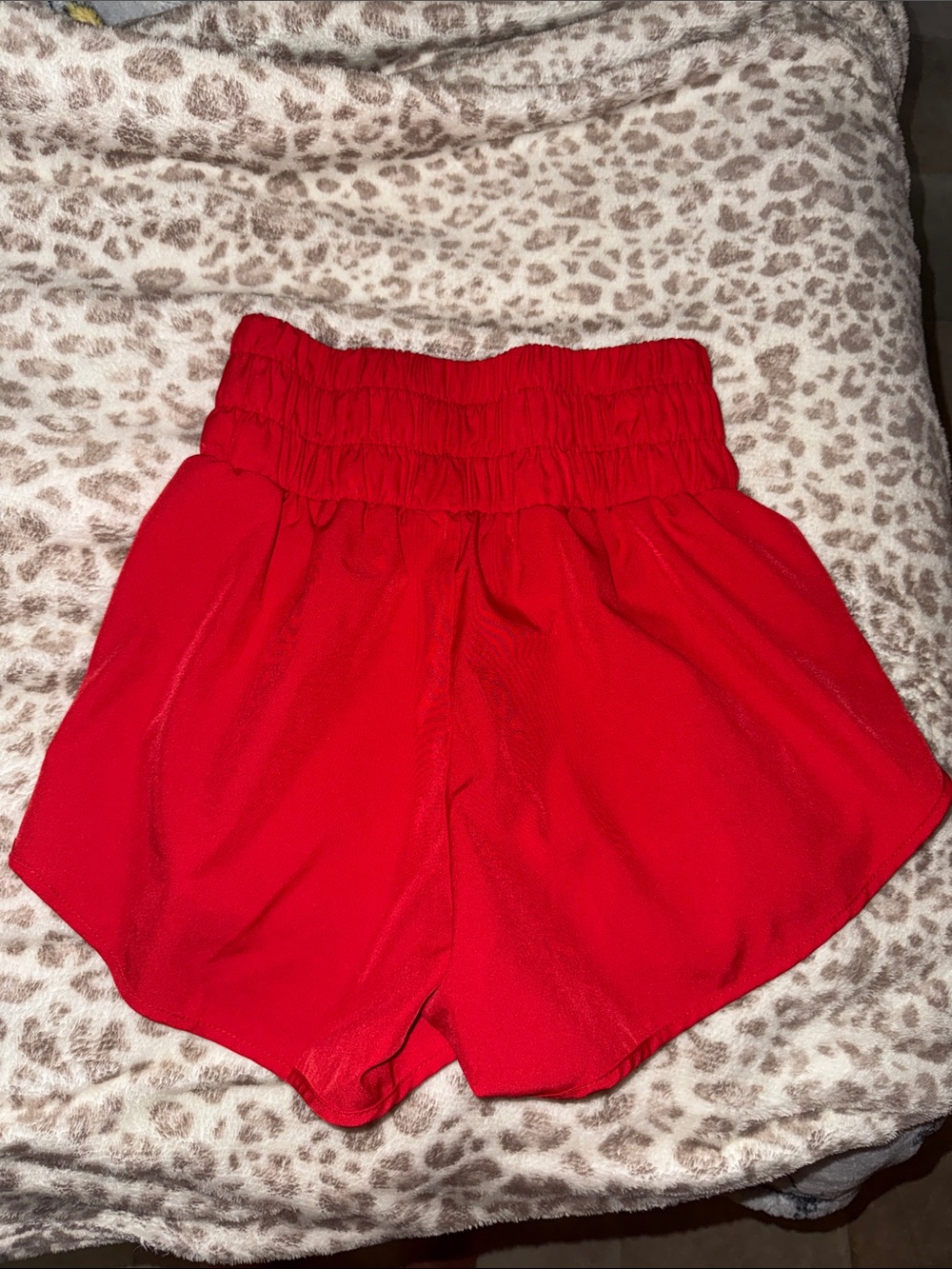 High-Waist Red Women’s Athletic Shorts